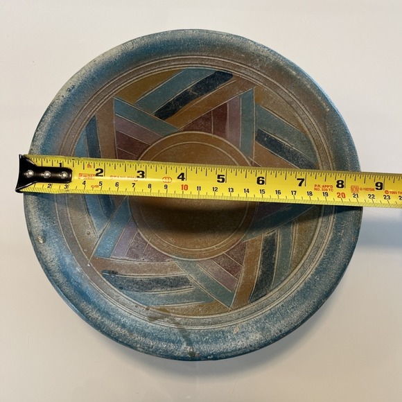 Handmade Pottery Bowl Star Design Decorative Centerpiece Dish - Picture 10 of 11